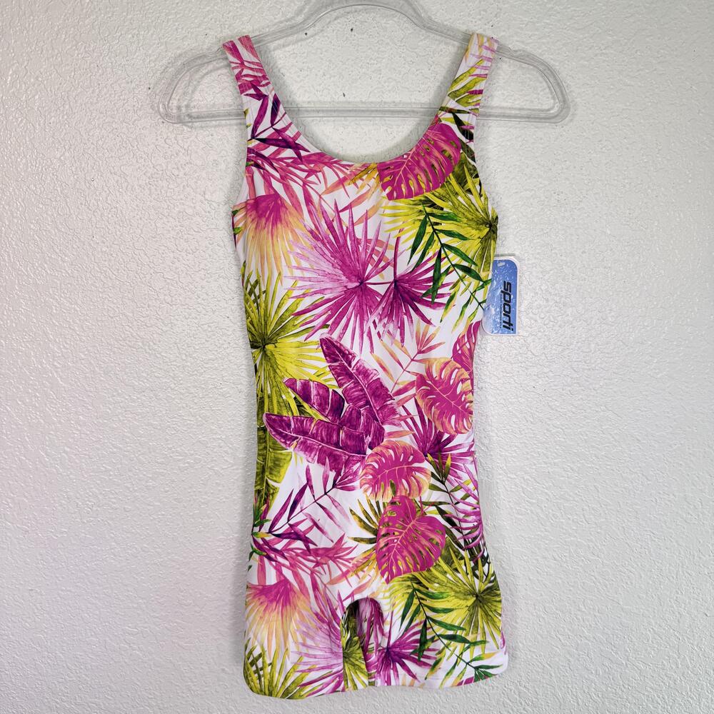 Sporti Swimsuit Romper Women 8 Unitard Palm Royale One Piece Tropical Monstera